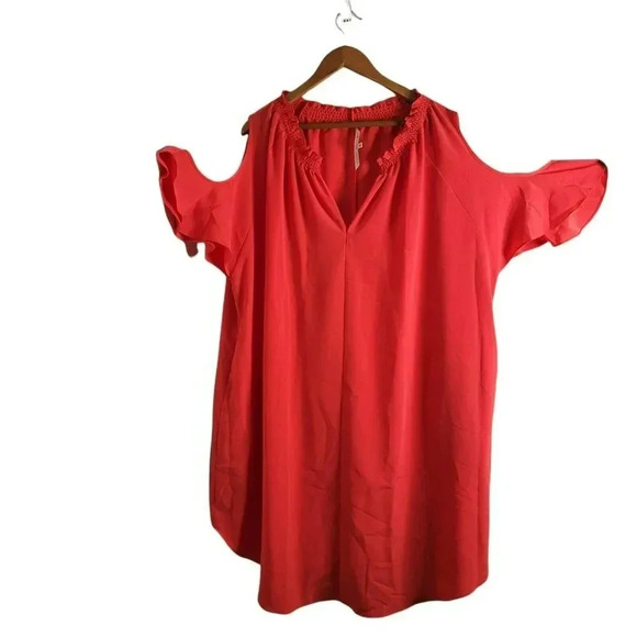 Rachel Rachel Roy size 3X orange Cold-Shoulder Shift Dress Elastic neck Women's - Picture 1 of 11